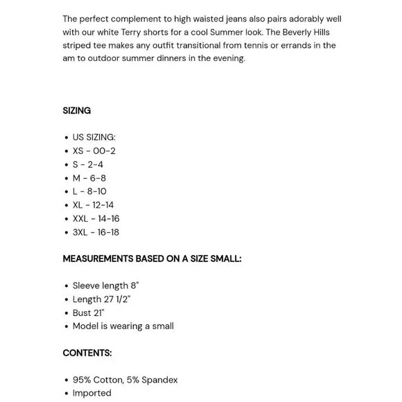 Ellandemm Beverly Hills White Green Striped Short Sleeve Tee Top Embroidered NWT - Picture 4 of 4